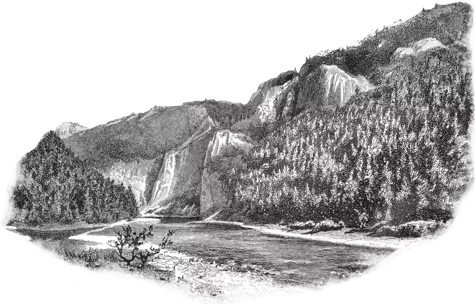 drawing of Smoky Mountain river