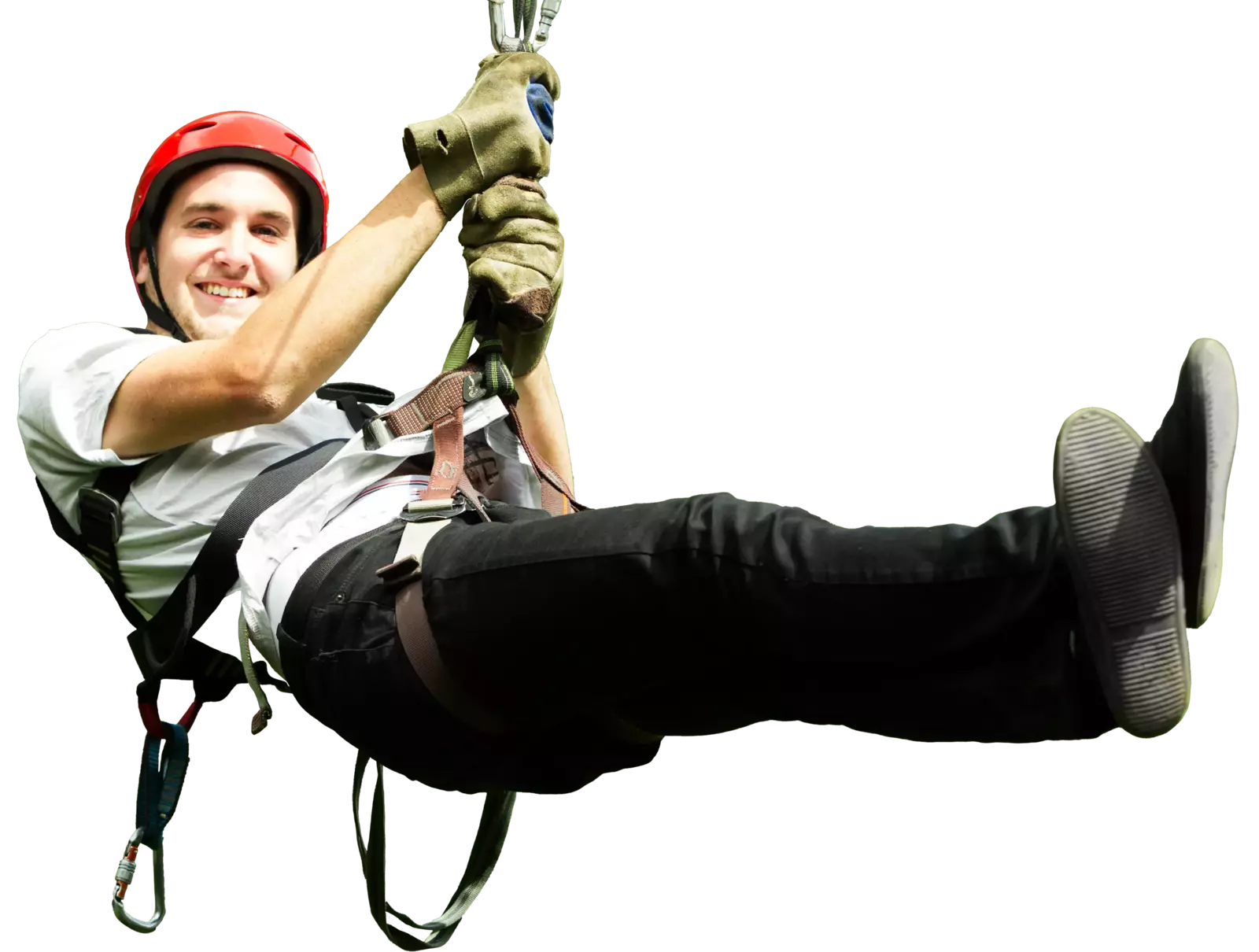 person ziplining