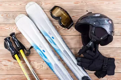 ski equipment on a table