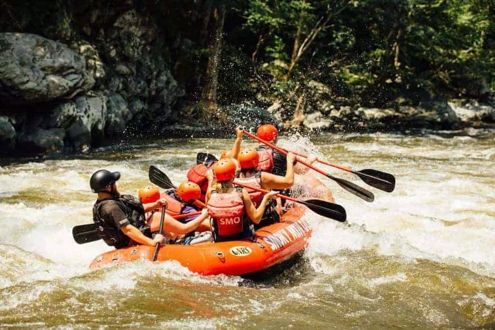people rafting on the river