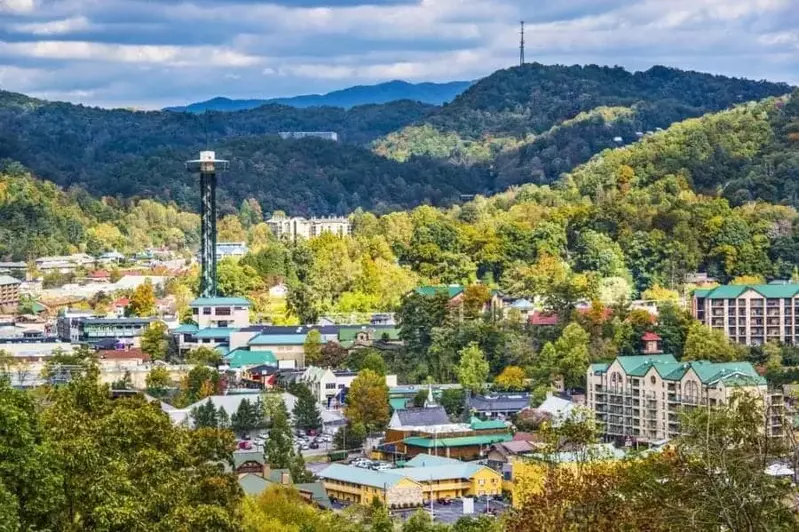 Stunning view of downtown Gatlinburg, TN one of the top small cities in America