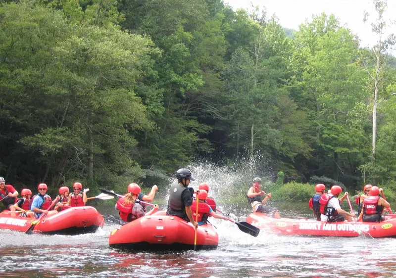 white water rafting during springtime in the smoky mountains