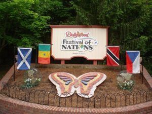 festival of nations sign with country flags surrounding