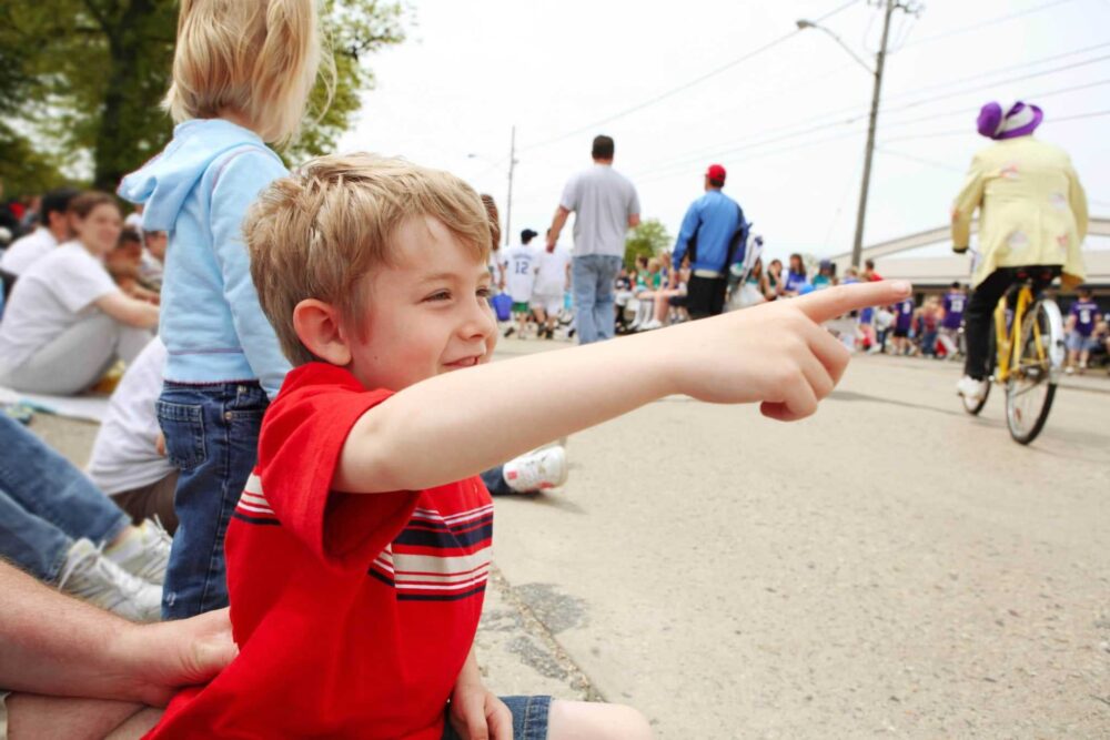 boy watching parade