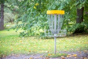 disk golf course in the woods 