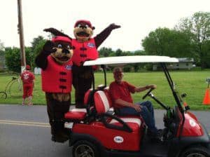 otters on golf cart
