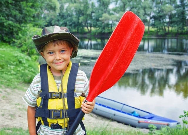 little boy about to go white water rafting in Gatlinburg