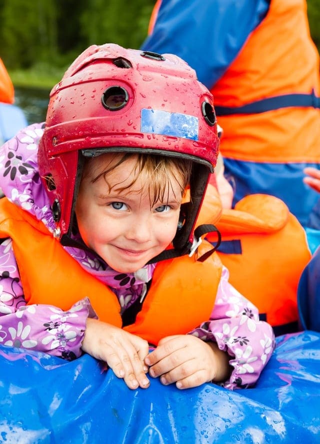 little girl white water rafting