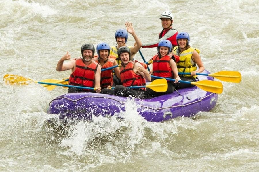 White water rafting group