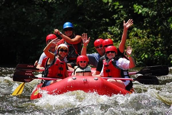 parents and kids white water rafting in gatlinburg