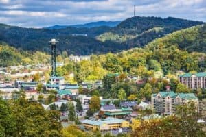 Stunning view of downtown Gatlinburg, TN one of the top small cities in America
