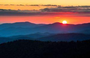 Sunrise over the Smoky Mountains in Gatlinburg, TN one of the top small cities in America