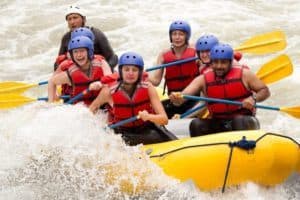 church group white water rafting in the Smoky Mountains