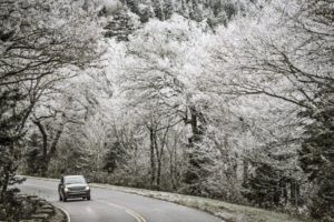A scenic winter drive in Gatlinburg.