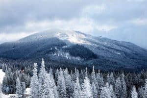 Mount LeConte covered in snow.