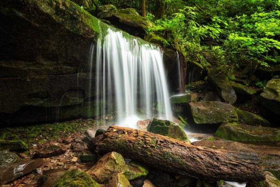 Rainbow Falls, one of the best Smoky Mountain waterfalls.