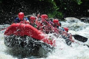 A group of people on a Gatlinburg TN rafting adventure.