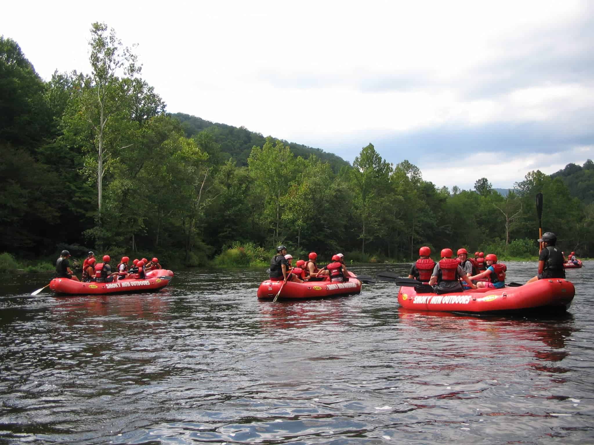 Rafters heading downriver near Pigeon Forge TN