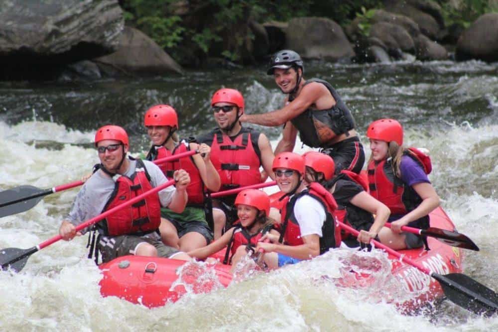 Family group rafting with Smoky Mountain Outdoors