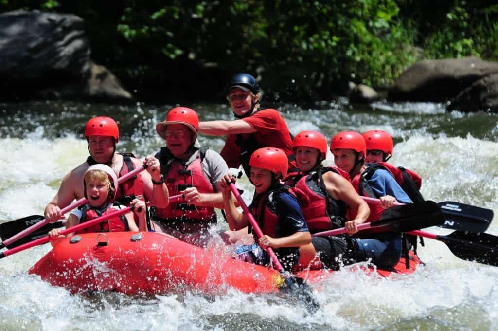Family on a whitewater rafting adventure