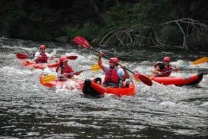 people kayaking on the river