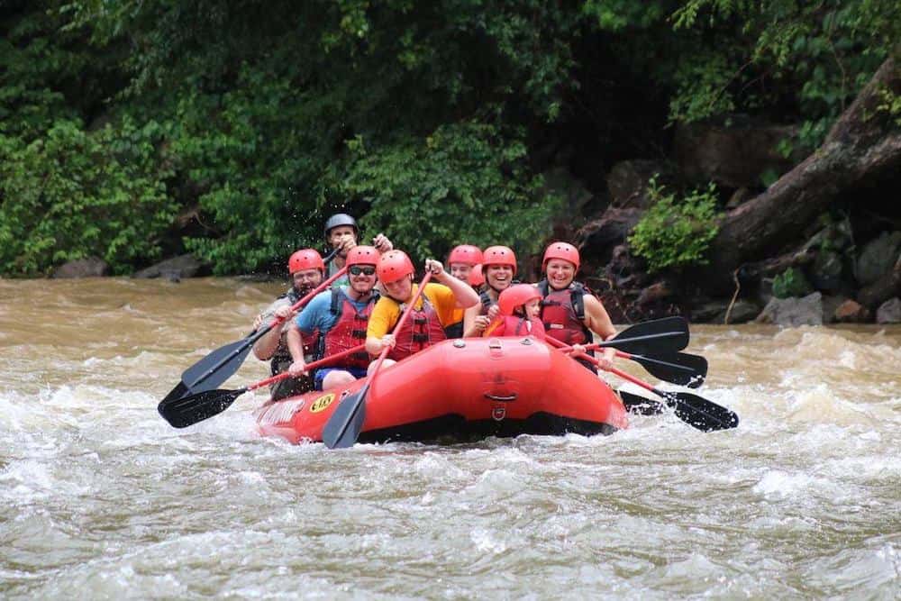 people rafting in the smoky mountains