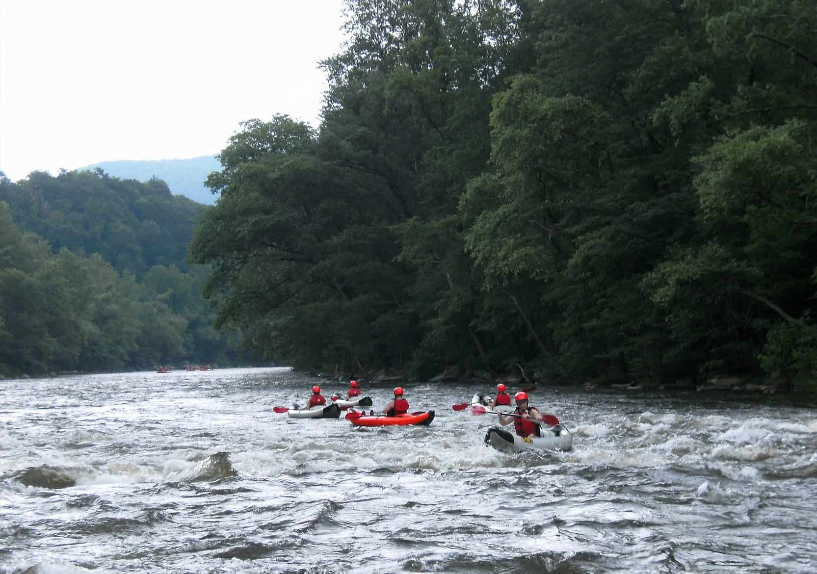 kayaks on the river