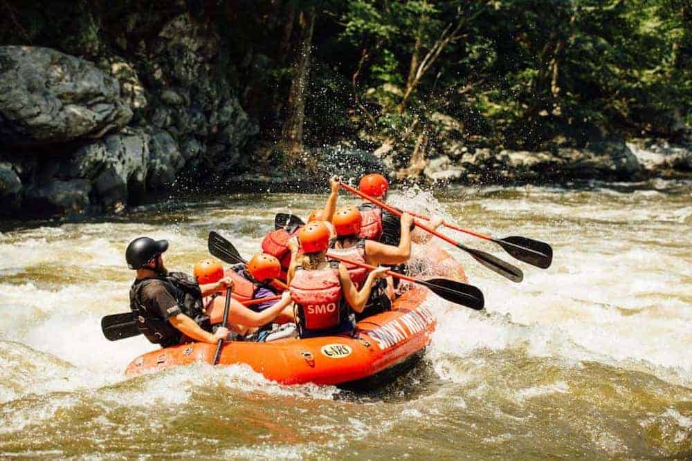 people rafting on the river