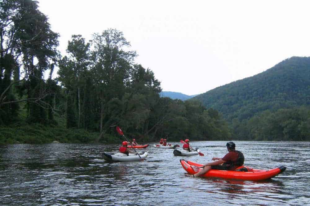 kayaking on the river smoky mountains
