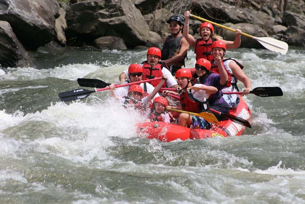 group of people rafting