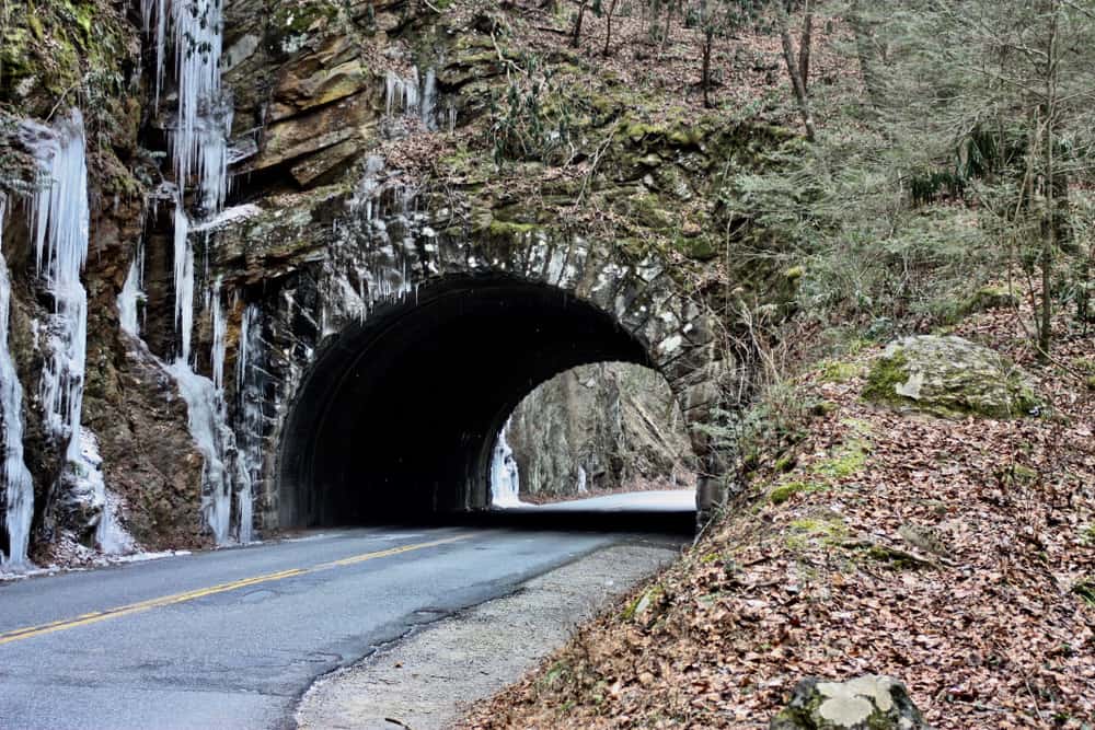 winter tunnel in the Smoky Mountains