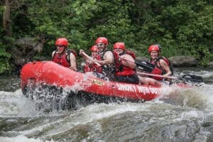 rafters going through a rapid on the Pigeon River