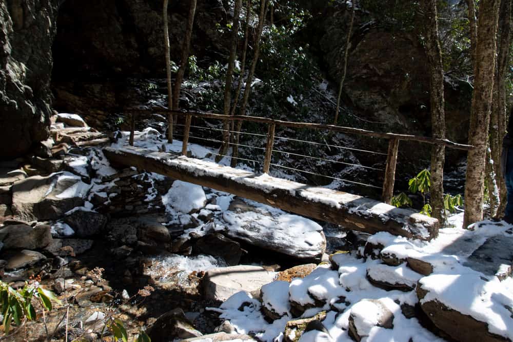 bridge along Alum Cave in the winter